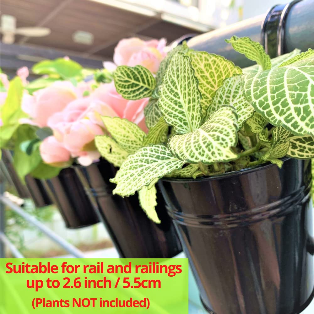 LaLaGreen Lot de 10 Pots de Fleurs Suspendus de 15,2 cm, Grand Seau en métal pour extérieur, Balcon, Jardin, terrasse, Porche, Patio, Rail décoratif, Crochet de Suspension pour Balcon, Ferme, Balcon