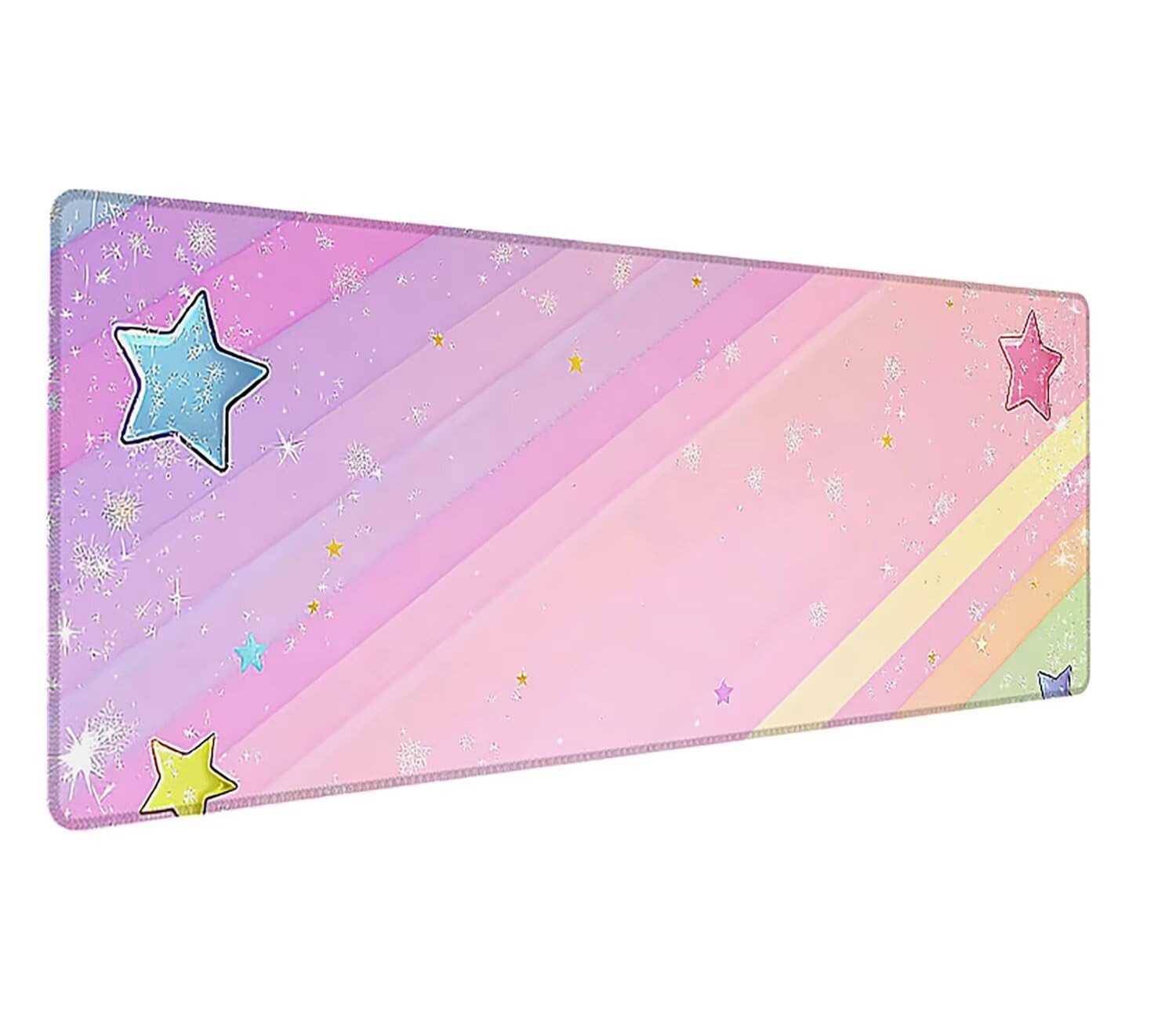 Podkładka pod mysz do gier XXL różowe gwiaździste niebo, podkładka pod mysz XXL - 1400 x 600 x 3 mm, podkładka pod mysz matowa, bardzo duża tkanina na biurko dla graczy, antypoślizgowa podstawa, dla