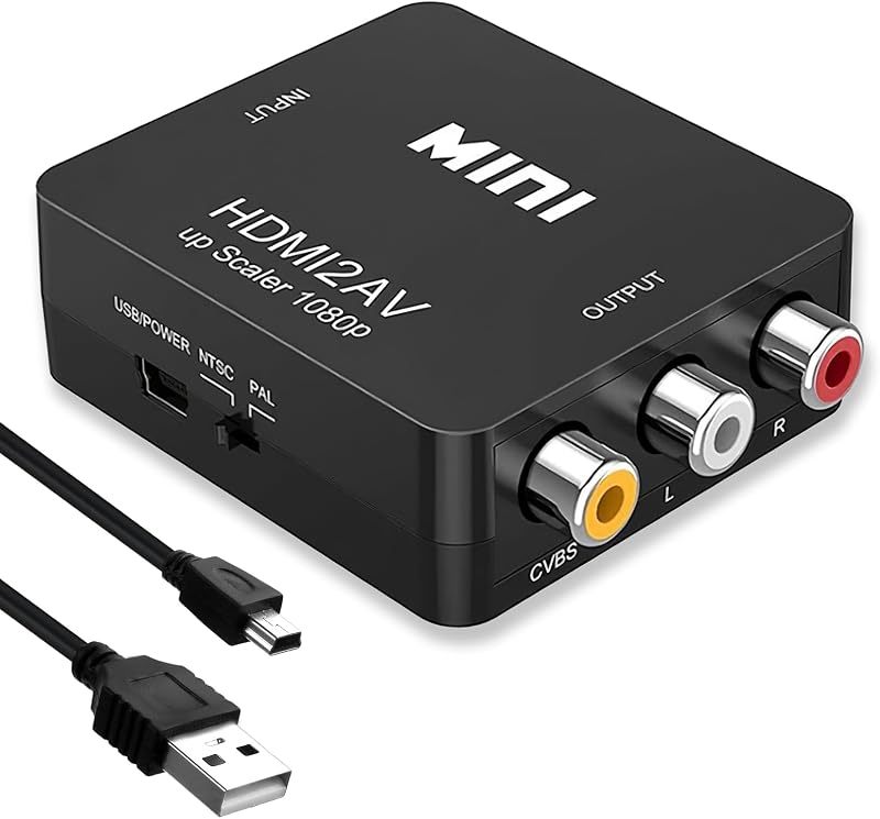 SRLWMYI RCA HDMI Adapter 1080P AV Kompozit Video Audio Konverter USB Kábellel PS2 PS3 PS4 Xbox Wii Nintendo VHS VCR DVD TV PAL NTSC
