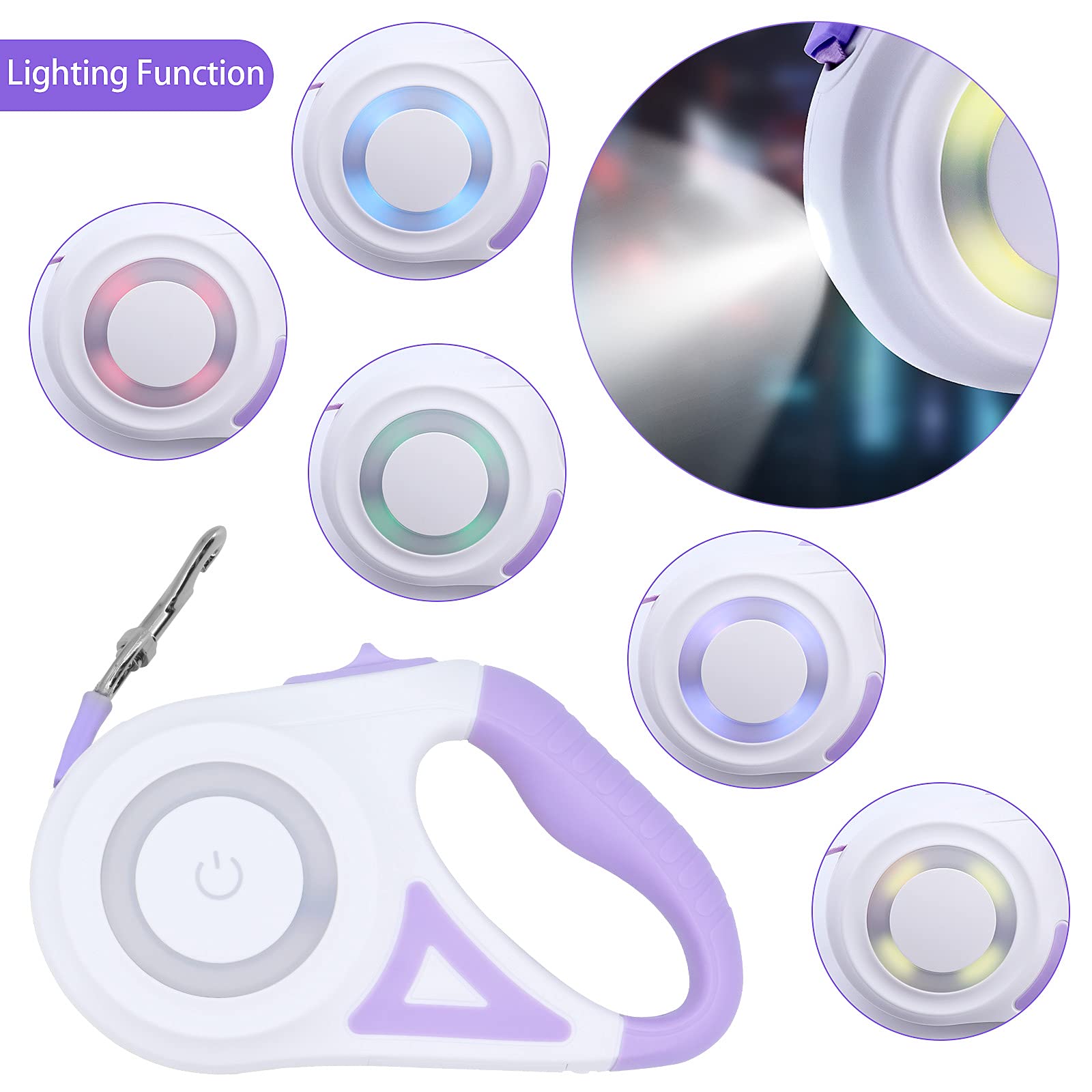 Guinzaglio Retrattile Per Cani 5m Con Luci LED - Estensibile Per Taglie Piccole, Medie E Grandi | Fino A 30kg