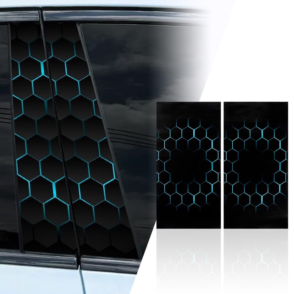 LVLIANGWANXIANGBAIHUO 2Pcs Car Door Pillar Post Stickers for SsangYong KGM Actyon 2024-2026 Protective Waterproof Decorative Vinyl Wrap Trim Covers Scratch Resistant Accent Decals,Black and Blue