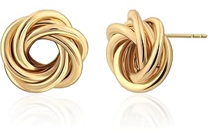 Dainty Auric Gold Love Knot Stud Earrings For Women