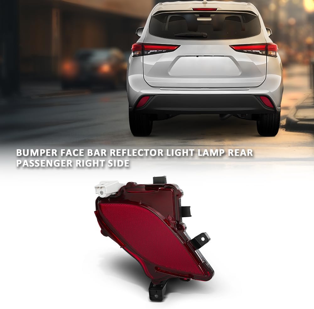 LQI Rear Bumper Reflector Right Passenger Side Compatible with Toyota Highlander 2020-2023 81480-0E060, 814800E060, TO1185117, Red