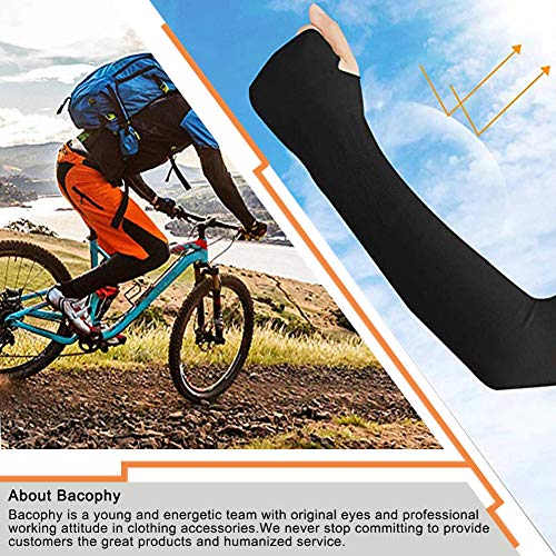 Bacophy 3 Pairs Arm Sleeves with Thumb Holes Women Men UV Protection Cooling, UPF 50 Compression Long Arm Cover 6