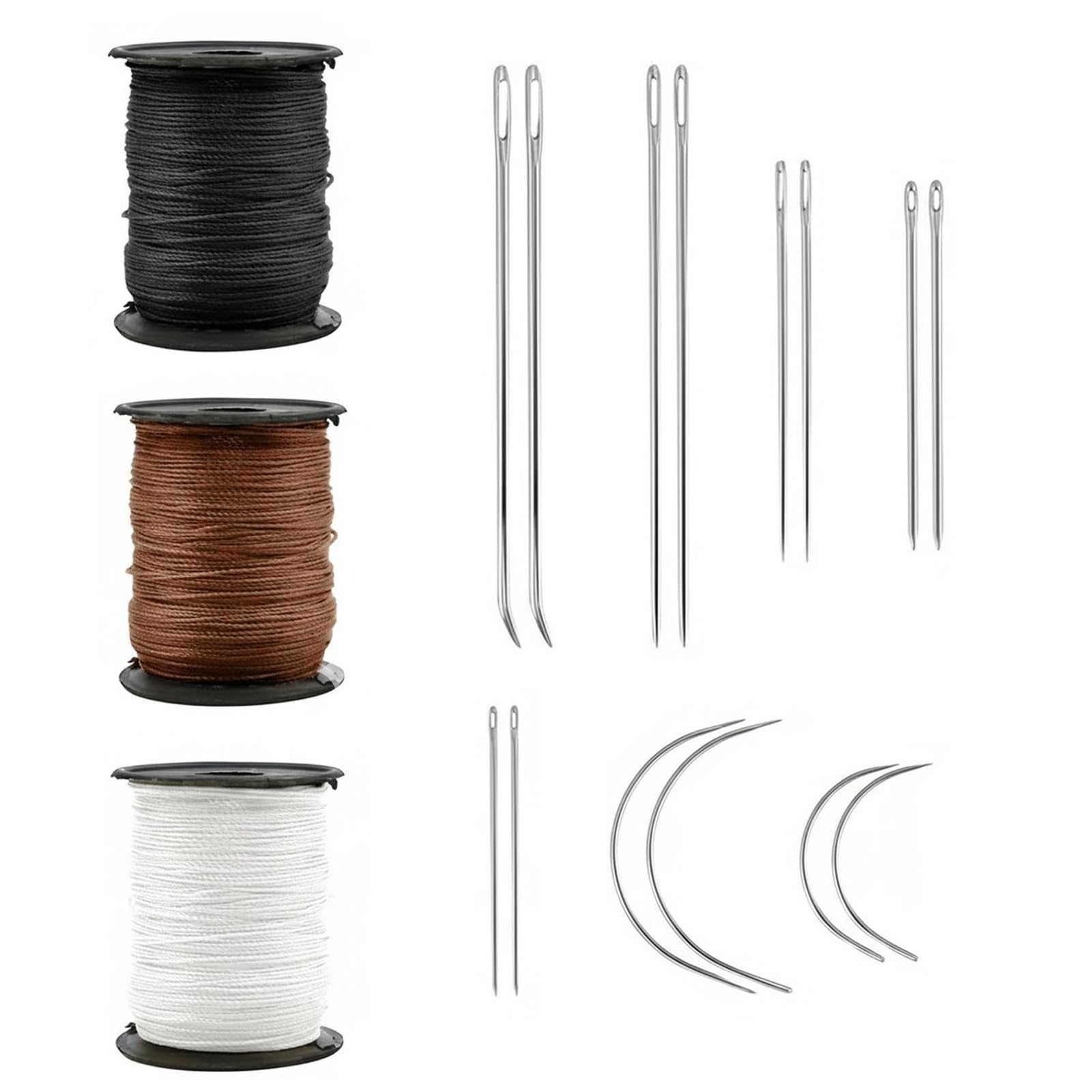 17 Pcs Upholstery Kit,Heavy Duty Nylon Thread and Needle,Thread Kit with 3 Rolls Strong Sewing Thread Curved Needle for DIY Leather Hand Stitching Canvas Repair
