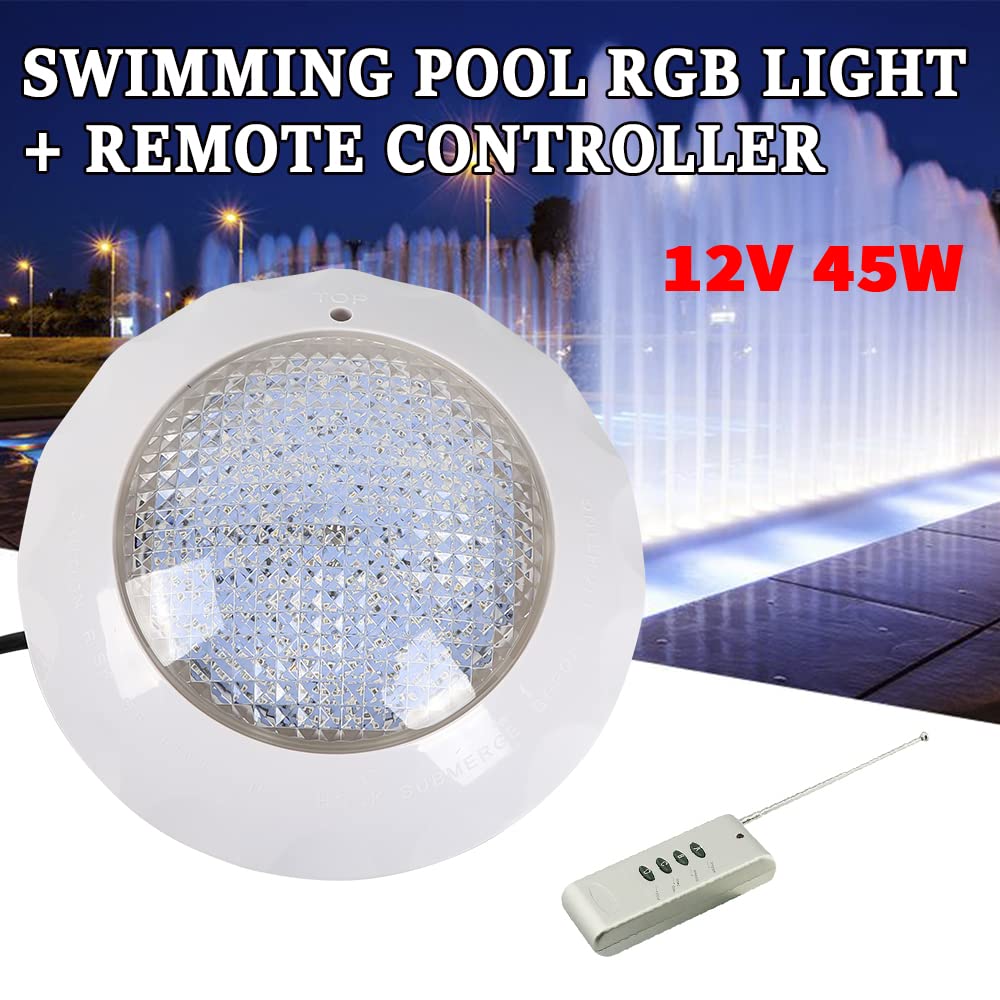 Lampa podwodna LED, 45 W, oświetlenie basenu, oświetlenie RGB, SPA, pilot zdalnego sterowania, wodoszczelne oświetlenie basenu, do ogrodu skalnego, akwarium, fontanny, ogrodu
