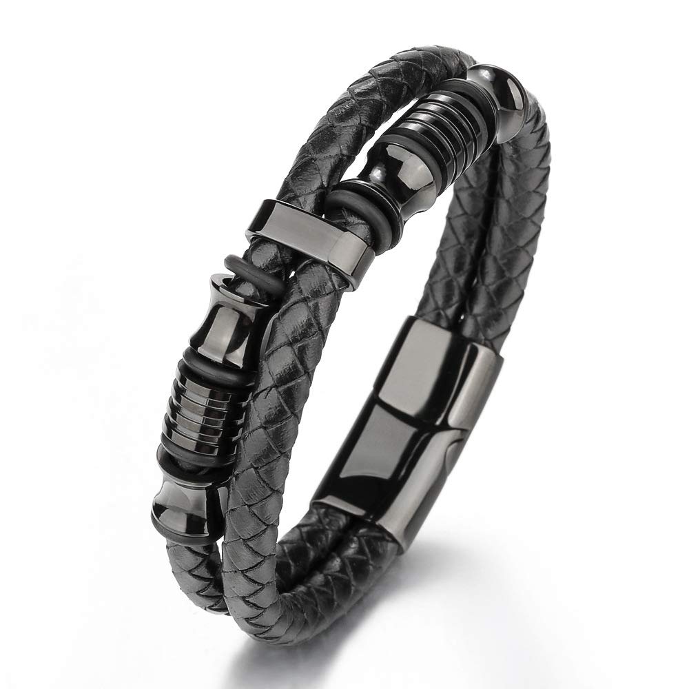 See full amazon price history chart for Vientiq Double Layer Men Leather Wristband - Stainless Steel Magnetic Clasp Bracelet Vientiq Double Layer Men Leather Wristband - Stainless Steel Magnetic Clasp Bracelet (B0BYF1V155) Amazon Price History, Amazon Price Tracker