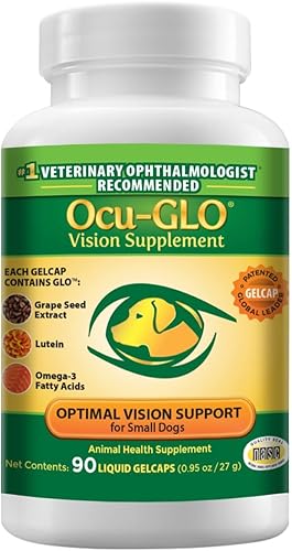 Ocu-GLO Suplemento Canine Vision para perros pequeños, 10 libras y cápsulas de gel líquido menores a 90