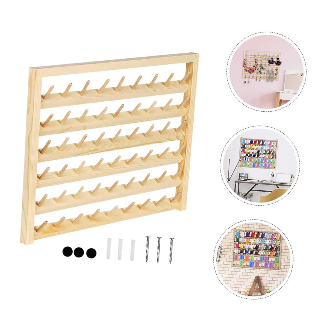 jojofuny 1 Satz Spulenständer Stickgarnhalter Stickerei Faden Handwerk tischdeckenklammern schreibtischorganizer Nähwerkzeugständer Nähenfäden Organisator Sticker Spulenhalter hölzern