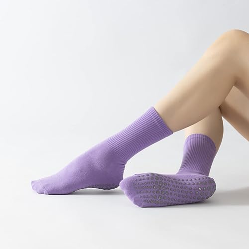 Miniatura 5 de Calcetines de yoga y pilates con empuñaduras para mujer, antideslizantes, color caramelo, acolchados, calcetines para baile de ballet