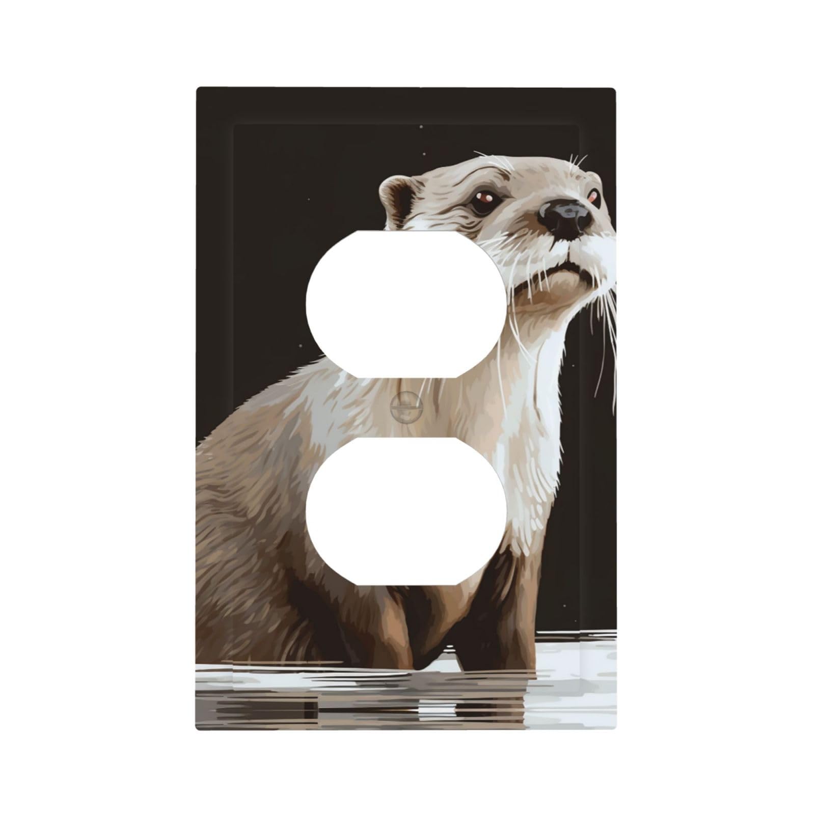 1-Gang Decorator Wall Plate Otter Light Switch Cover Single Gang Receptacle Outlet Wall Plate Mid Size 5" x 3" Wallplate Unbreakable Polycarbonate Outlet Faceplates Covers