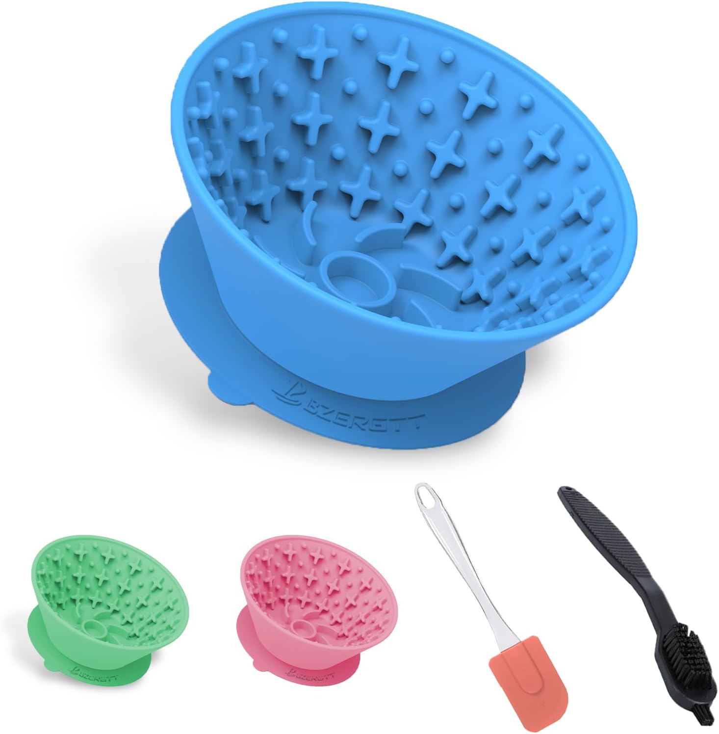 Canine Lick Bowl – Silicone Lick Mat for Canine with Freeze Bone, Sluggish Feeder, Non-Slip Base, Consists of Brush & Scraper, Massive Opening for Anxiousness Aid & Oral Well being, Preferrred for Frozen Treats (Blue)