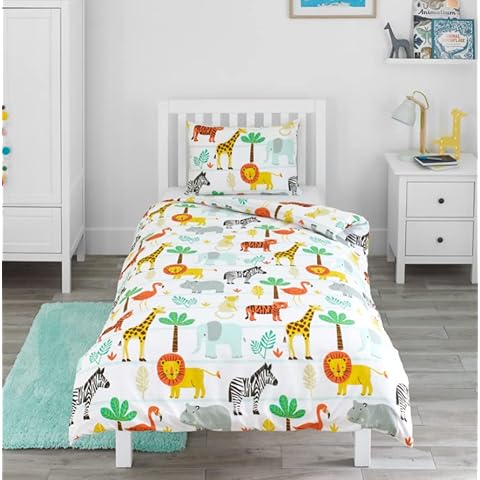 Bloomsbury Mill - Safari Adventure - Jungle Animals - Kids Bedding Set - Junior/Toddler/Cot Bed Duvet Cover and Pillowcase - Mother and Baby Awards Best Bedding 2021 Cover