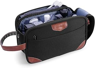 ECOHUB Travel Toiletry Bag for Men, Cosmetic Bag with Double Zip Opening, Waterproof Toiletry Bag with Large Compartment and Wet Compartment, black