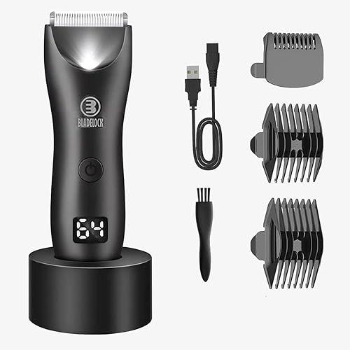Oninio Recortadora eléctrica de bolas para cabello corporal de hombres, impermeable, de bajo ruido, luz LED, cuchillas de cerámica, adecuada para