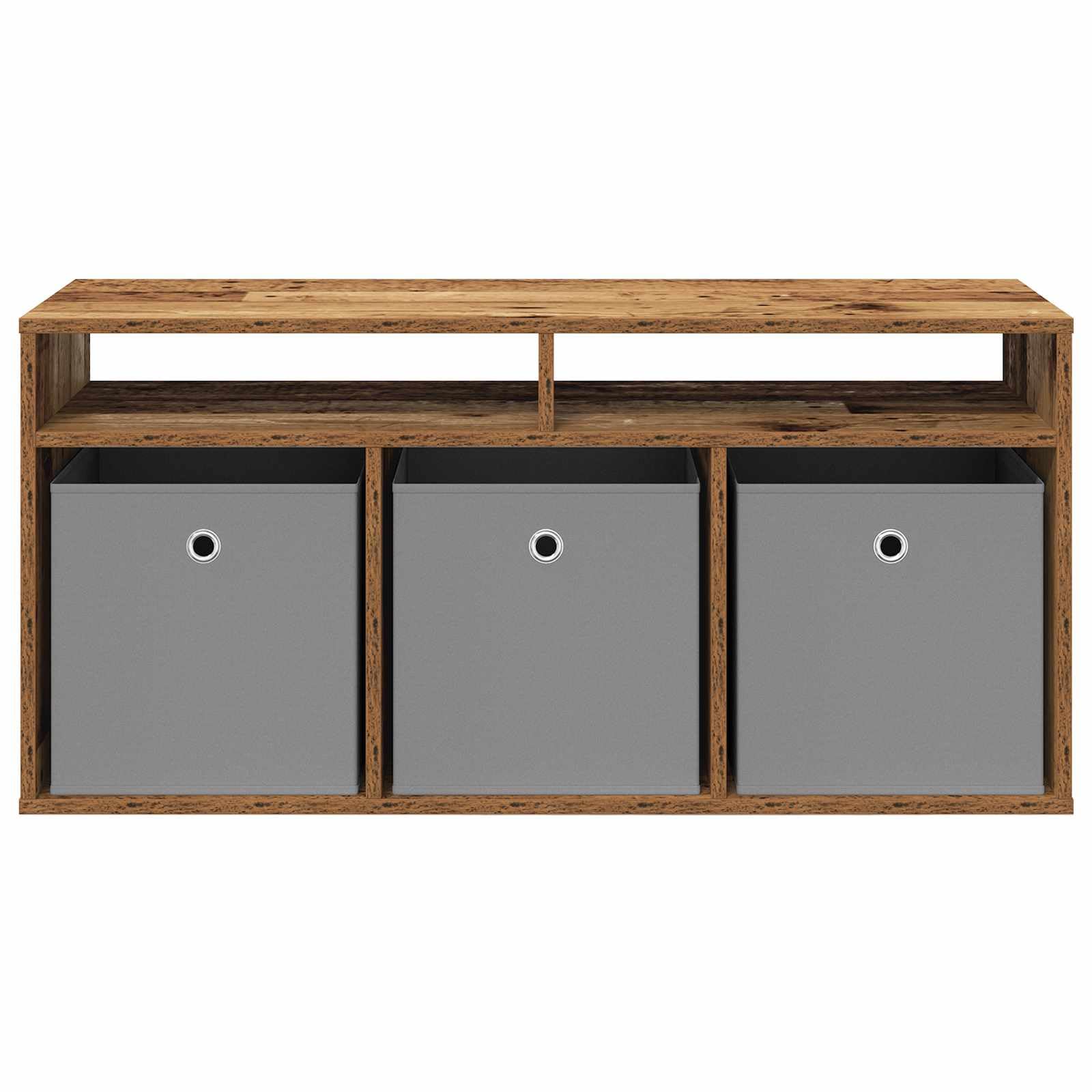 Mobile basso con cassetti, effetto legno anticato, larghezza 102 cm, mobile TV con 3 cassetti e 2 ripiani, credenza per soggiorno, mobile multimediale vintage in legno