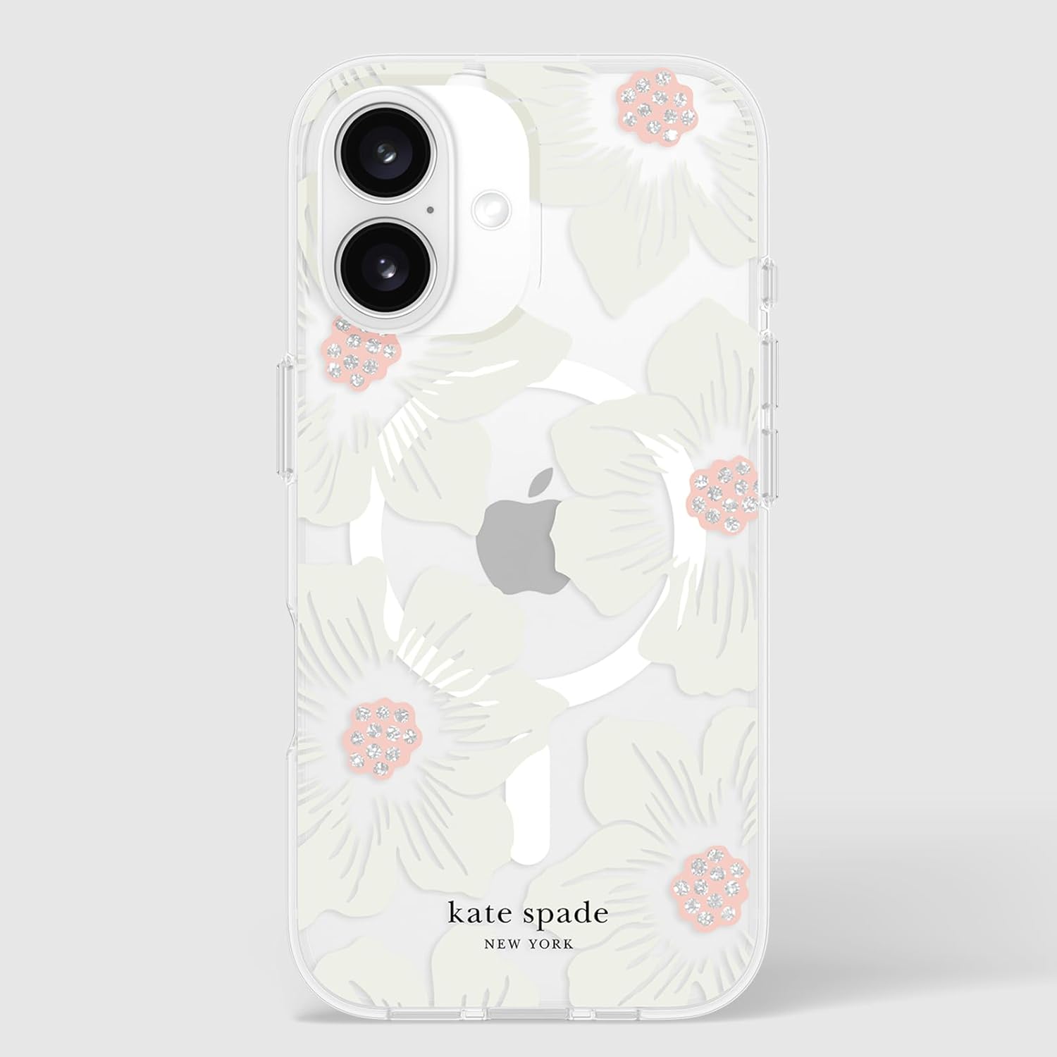 kate spade new york iPhone 16 Case - Compatible with MagSafe - Designer Phone Case - Hollyhock Cream Floral