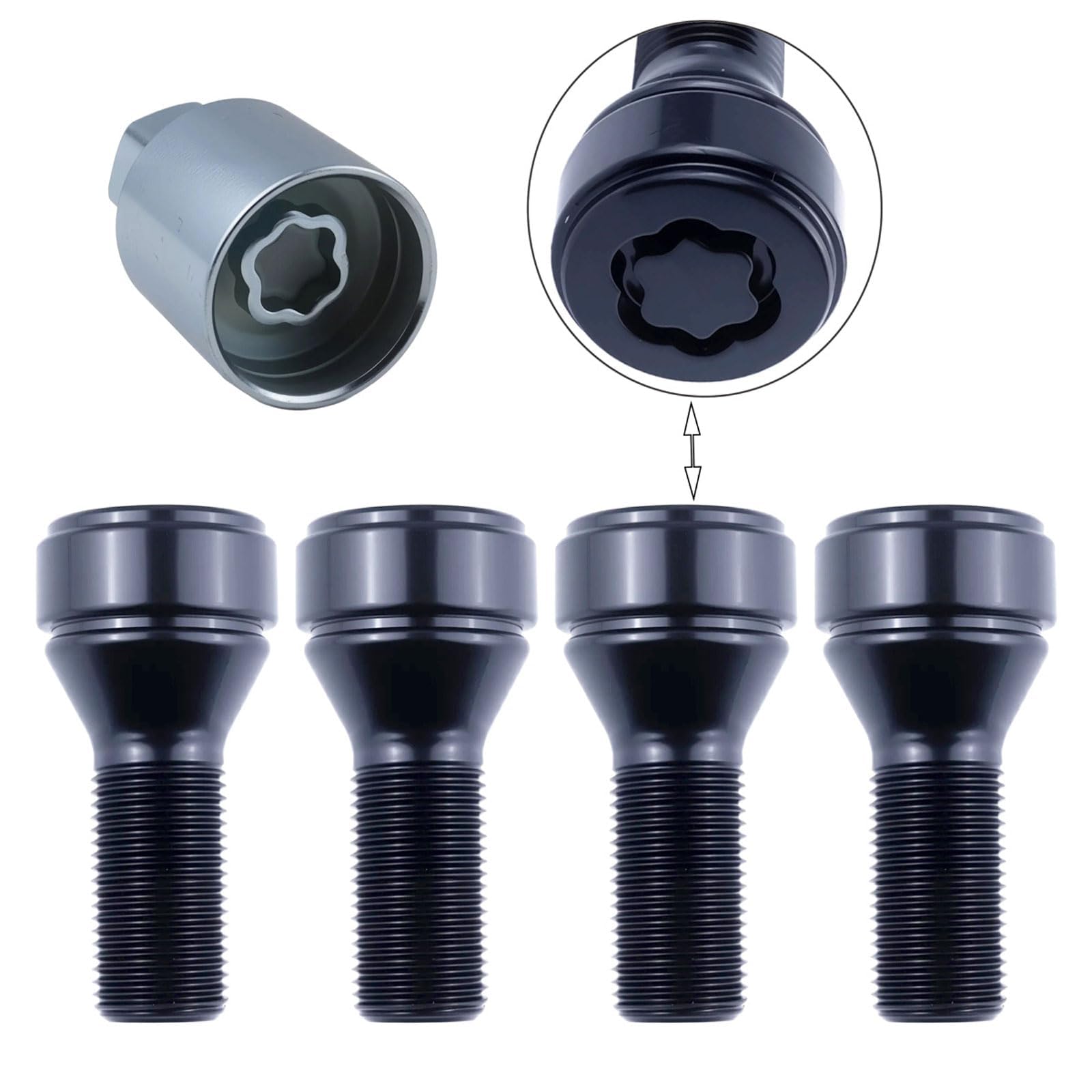Photo 1 of Lockable Wheel Bolt Rim Locks M14x1.25 Compatible with BMW 228i 328d 328i 335i 428i 435i 528i 535d 535i 650i X1 X2 X3 X4 X5 X6 X7 Z4 M2 M3 M4,Replace for 36136792851