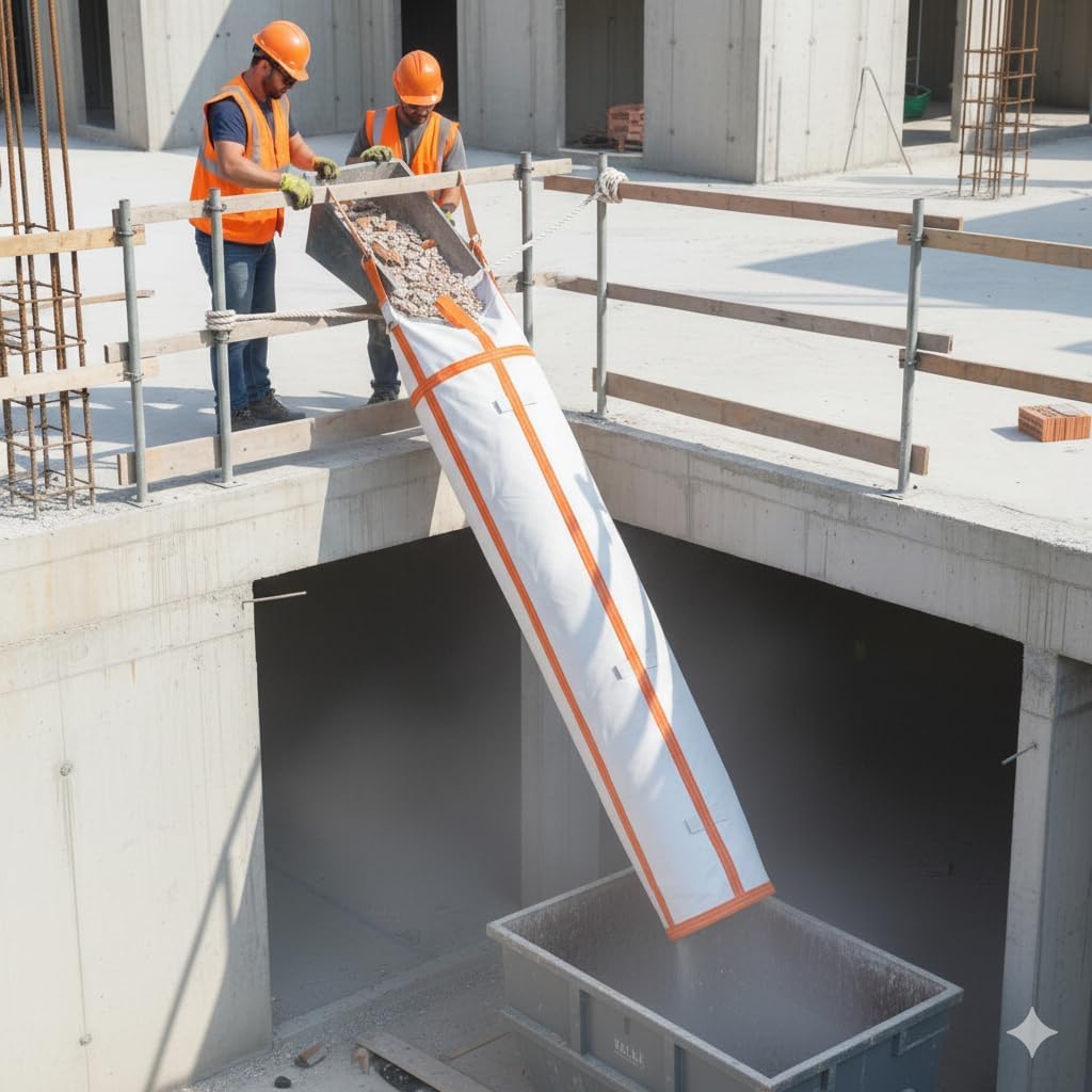 Scivolo per Rifiuti Edili da 300 cm in Polipropilene, Sacco di Spazzatura per Trasporto Residui di Cemento e Immondizia, Resistente all'Strappo
