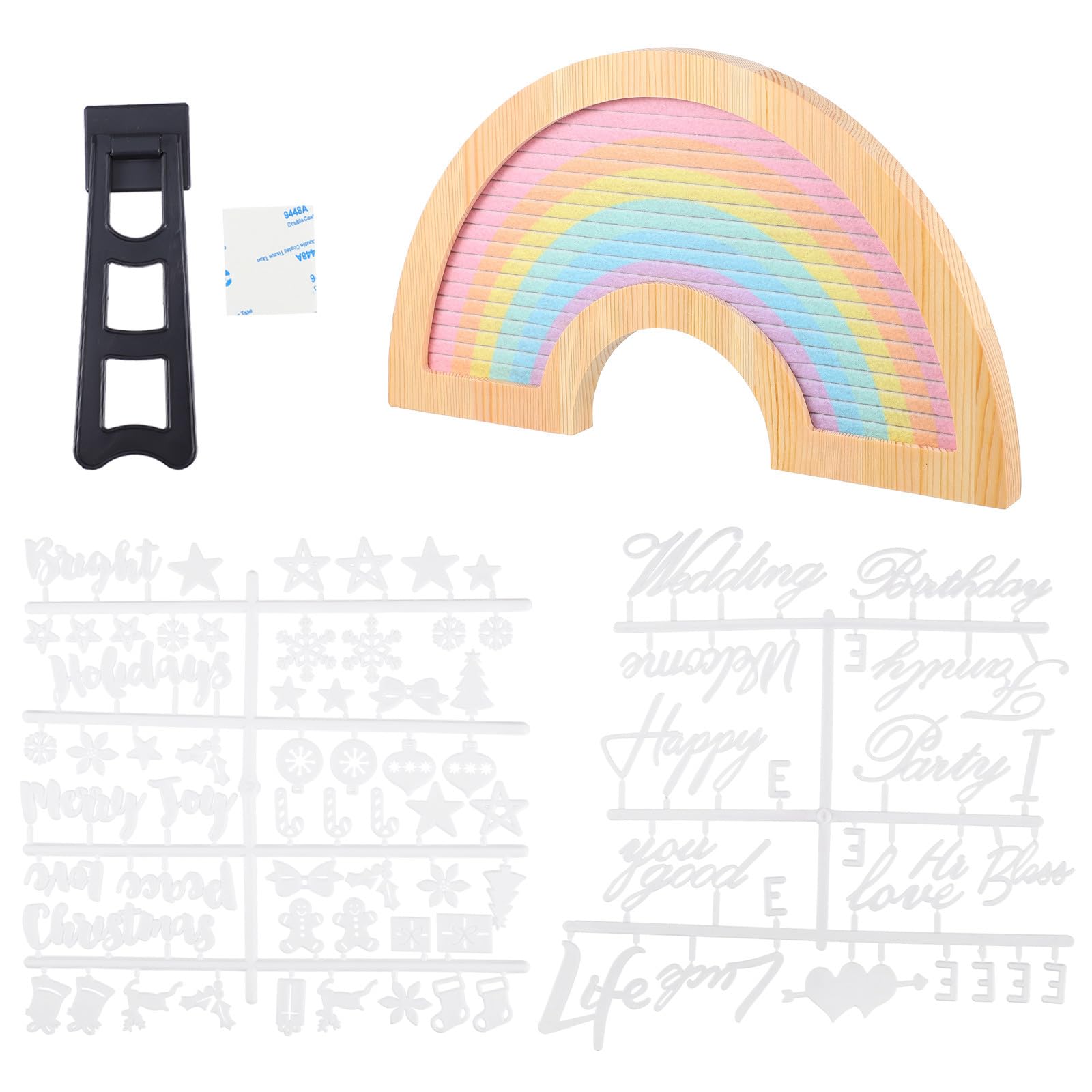 DOITOOL Tableau à Lettres en Feutre DIY Cadre Bois Massif Macaron, Tableau Décoratif pour Affichage et Messages Personnalisables, Support Amovible pour Décoration Murale et Bureau