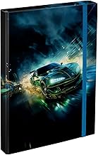 Baagl Notebook Box for School Bags - A4 Folder for Children with Elastic Band and Inner Flaps - Collection Folder, Collection Box with Elastic Band for Boys (Racing Car)