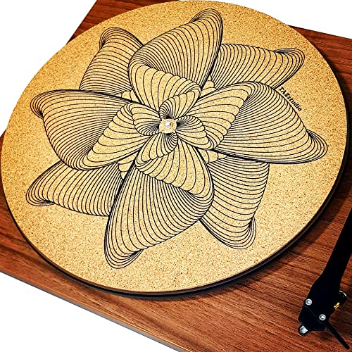 Tazstudio Premium Slipmat - Cork Turntable Mat For Better Sound Support On Vinyl Lp Record Player - Cork Mat Original Geometric Design Psychedelic Geometric Eagle [4Mm Thickness] #TOP5