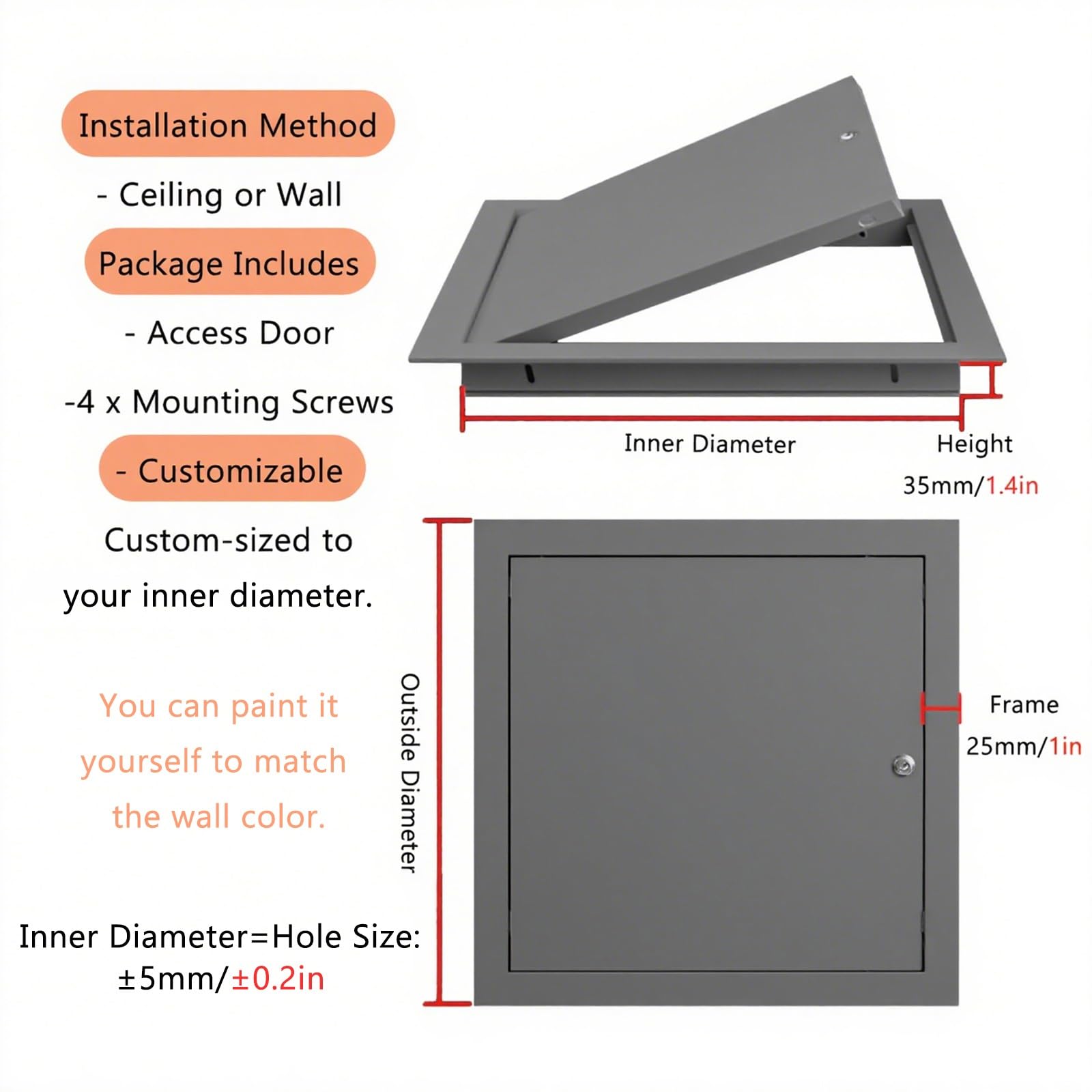 Zamykane drzwi inspekcyjne na klucz - Panel dostępu odporny na warunki atmosferyczne 1szt(558x914mm)