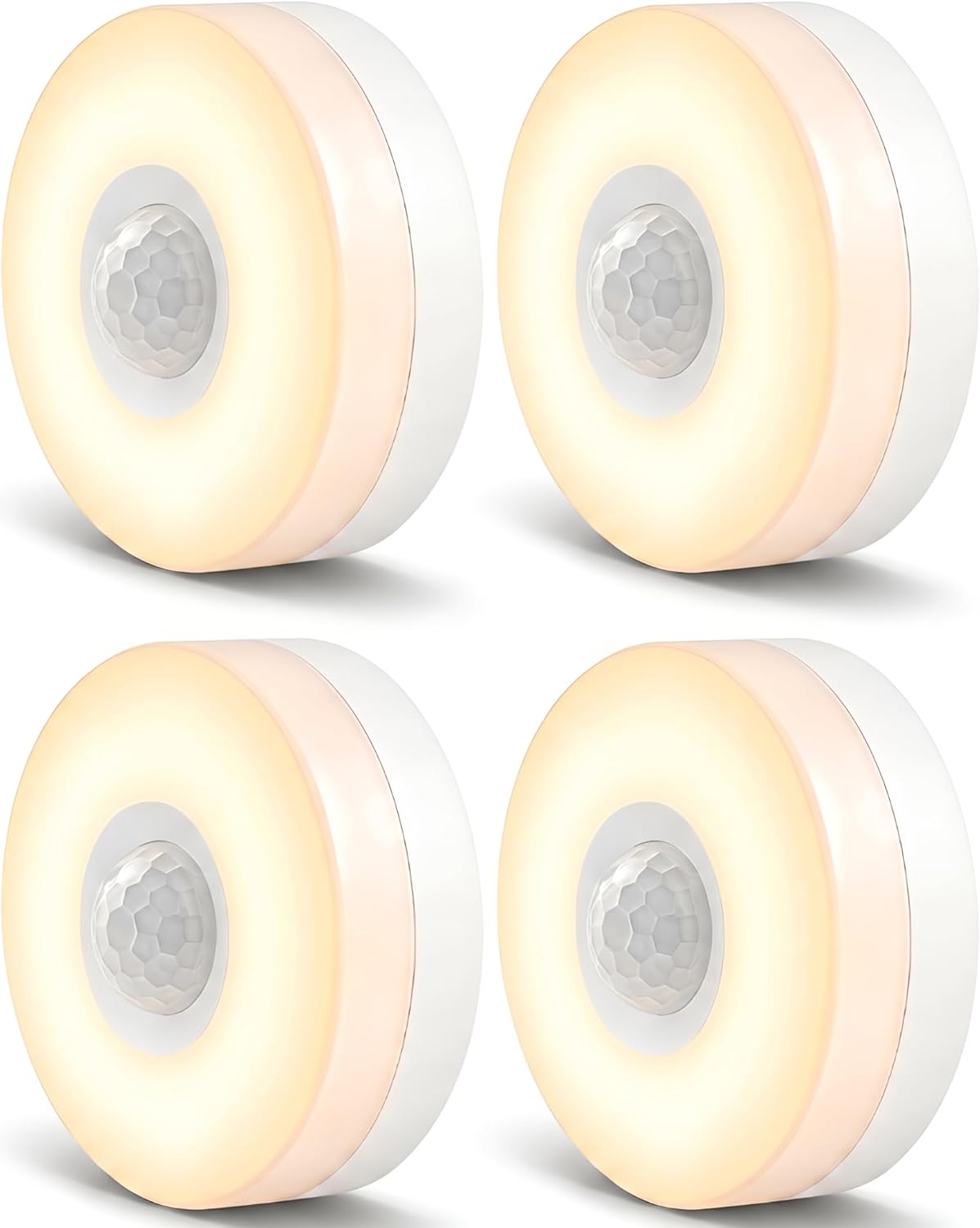 YELKO Motion Sensor Night Light - Plug-in 3000K Warm White Anti-Glare LED Nightlight, Ultra Bright Cozy Soft Glow Not Dazzling for Hallway, Stairs, Garage, Bedroom, Bathroom, Garage, Kitchen, 4 Pack