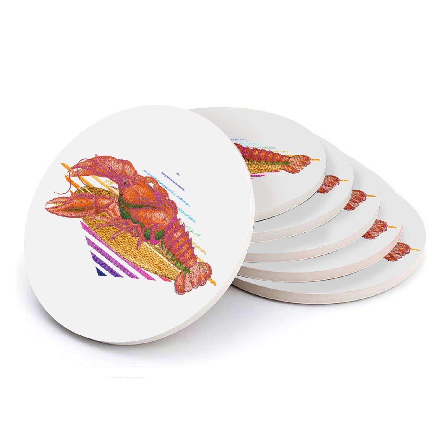 Sous-verre homard céramique absorbante lot de 6 dessous de verre antidérapants 108mm