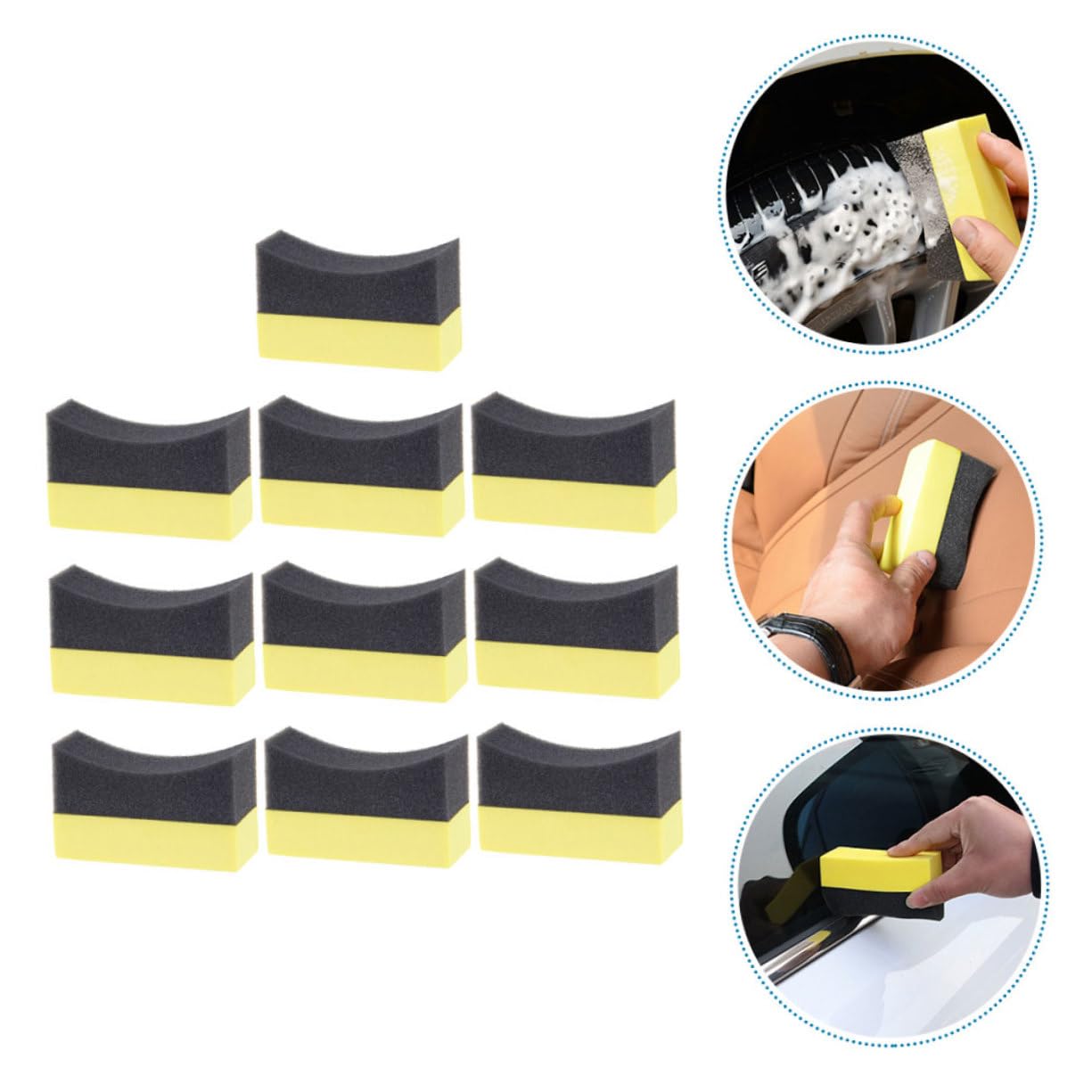Cabilock 5 Series Esponja De Lavado De Autos Esponja De Coche Aplicador De Brillo De Llantas De Limpieza Almohadillas De Cera Lavar Húmedo Suave Largo Compuesto PE 10 Piezas X 5
