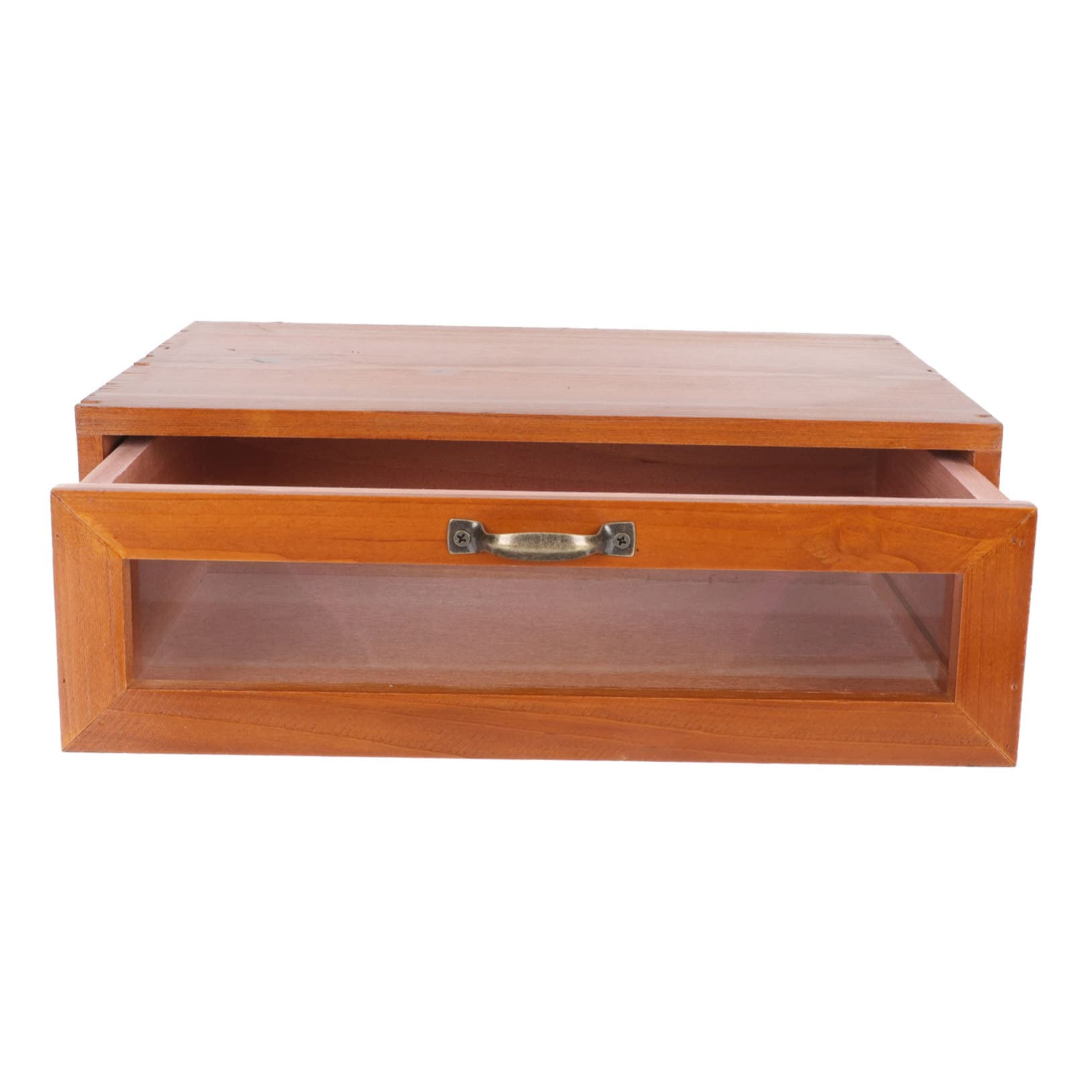 Supporto per Monitor retrò in Legno e Ferro Cassetto | Organizzatore da Scrivania per Ufficio, per Articoli di Cancelleria e Cosmetici, Stile Semplice Elegante