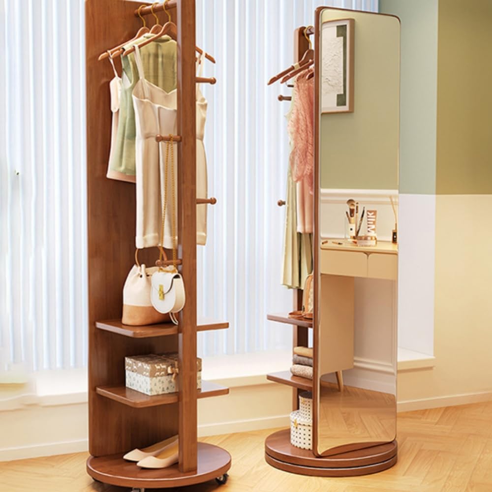 全身鏡 全身ミラー ハンガー付ミラー 洋服収納 回転ミラー 回転式 全身鏡 全身ミラー おしゃれ 収納 割れない ハンガー付き