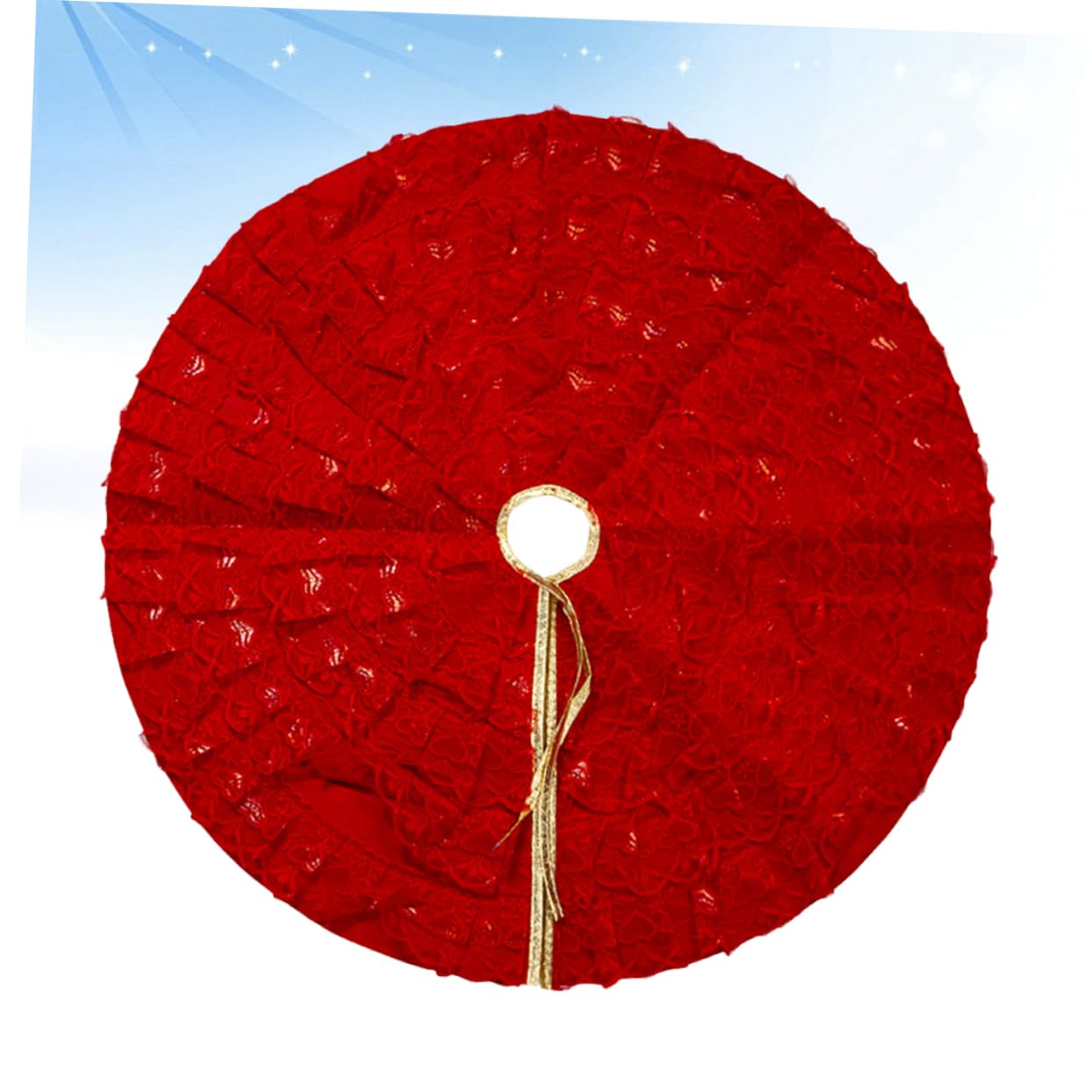 Cabilock 2 Pz Grembiule Gonna Albero Di Natale Gonna Base Albero Di Natale Arredamento Del Pavimento Gonna 'albero Delle Vacanze Addobbi Natalizi Abito Di Pizzo Pieghettato Rosso