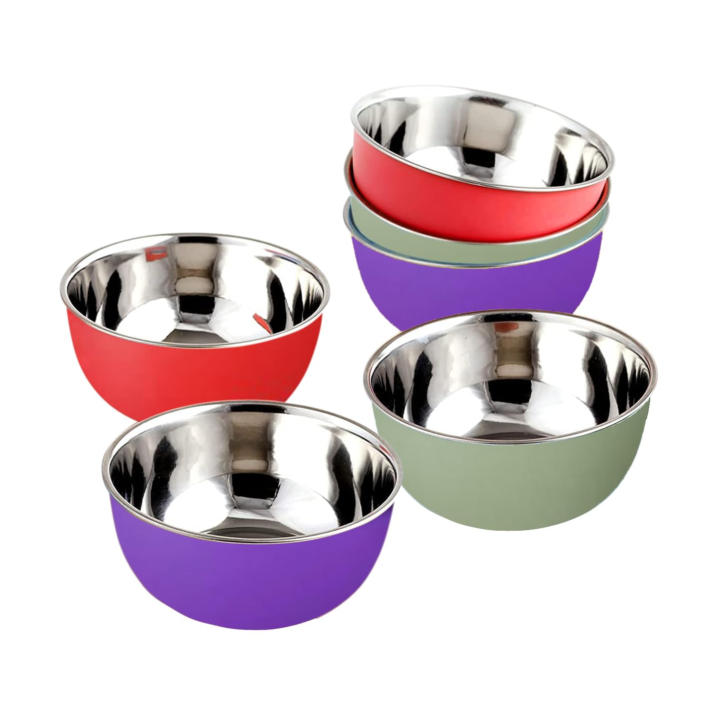 Zaib Stainless Steel and Plastic Coated Microwave Safe Bowls | Multipurpose Storage Containers | No Lid | Capacity - 350 ML (12 CM- 6 Pcs Multicolor) (B0D5YZR1LZ) Amazon Price History, Amazon Price Tracker