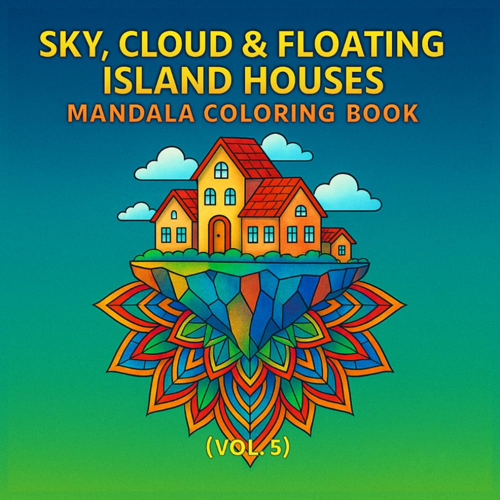Sky, Cloud & Floating Island Houses Mandala Coloring Book (Vol. 5): Intricate Sky Homes, Cloud Architecture & Floating Island Mandalas for ... Stress Relief, Mindfulness & Relaxation