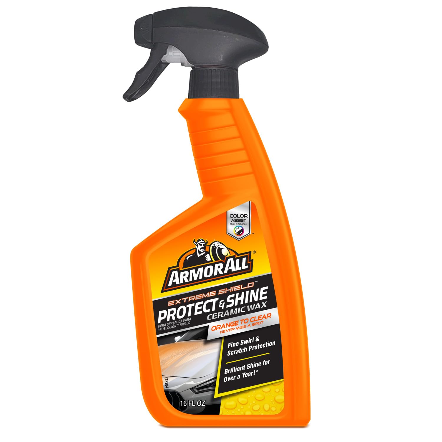 Armor All Extreme Shield Protect & Shine Ceramic Wax, 16 fl oz Bottle, Easy-to-Use Ceramic Car Wax Spray for Long-Lasting Shine and Protection, Color Assist Technology