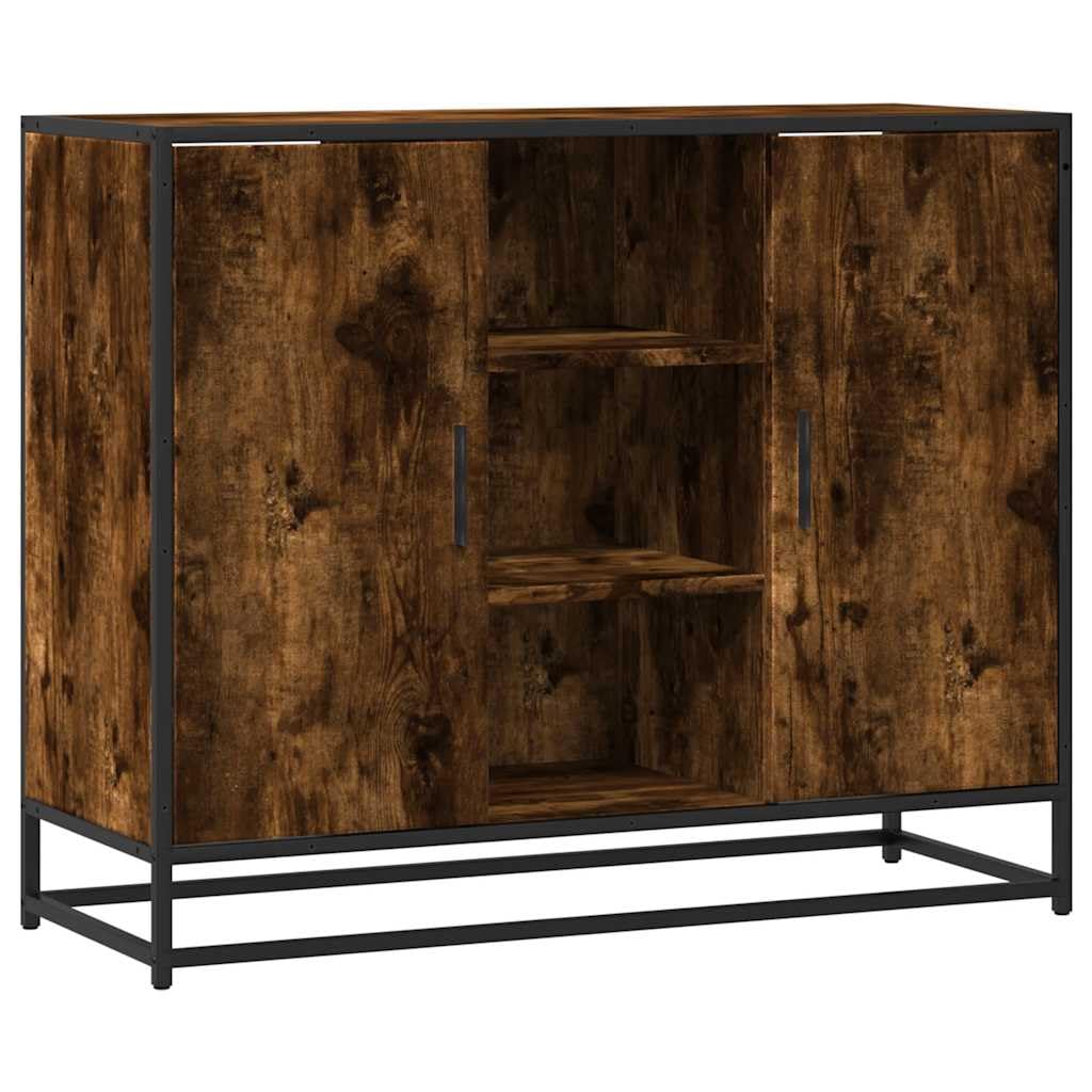 Aparador de madera de roble ahumado, 92 x 35 x 76 cm, cómoda