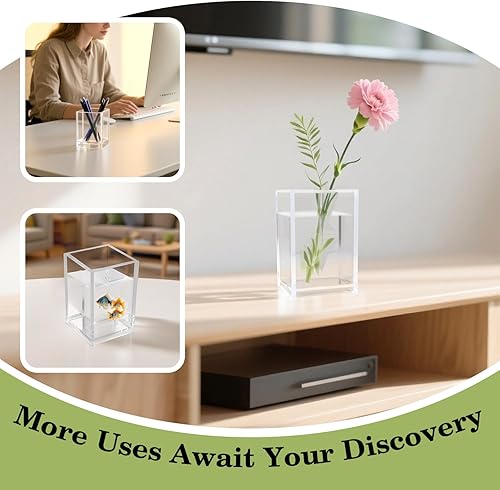Miniatura 7 de Paquete de 10 soportes acrílicos transparentes para bolígrafos, organizador de brochas de maquillaje, soportes cuadrados de acrílico para