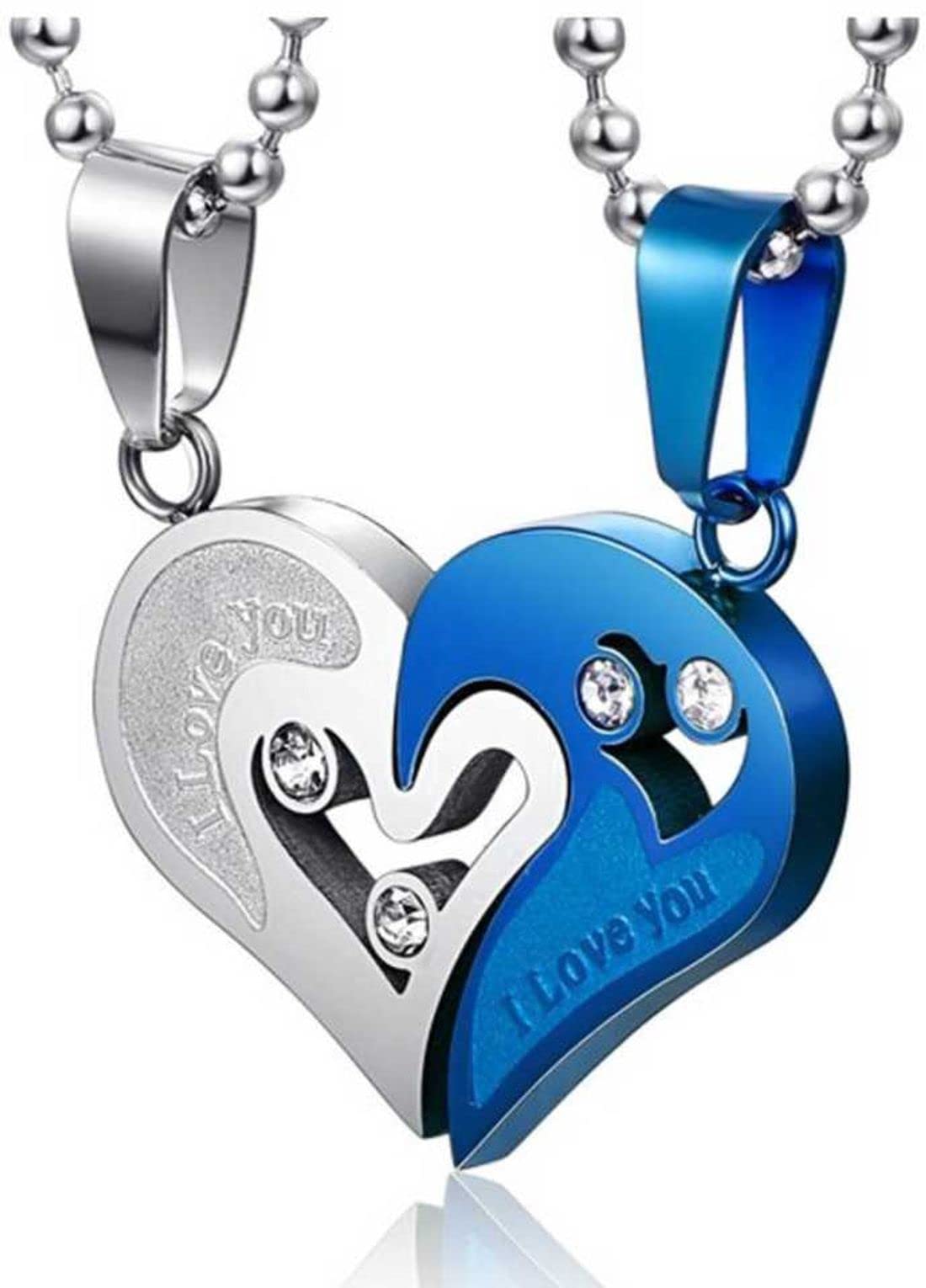 Fashion Frill Silver Chain For Men Boys Valentine Special AD Heart Shape Silver Pendant Chain Necklace Couple Pendant For Women Girls His Her Gift (Contemporary) (B098LGXW33) Amazon Price History, Amazon Price Tracker