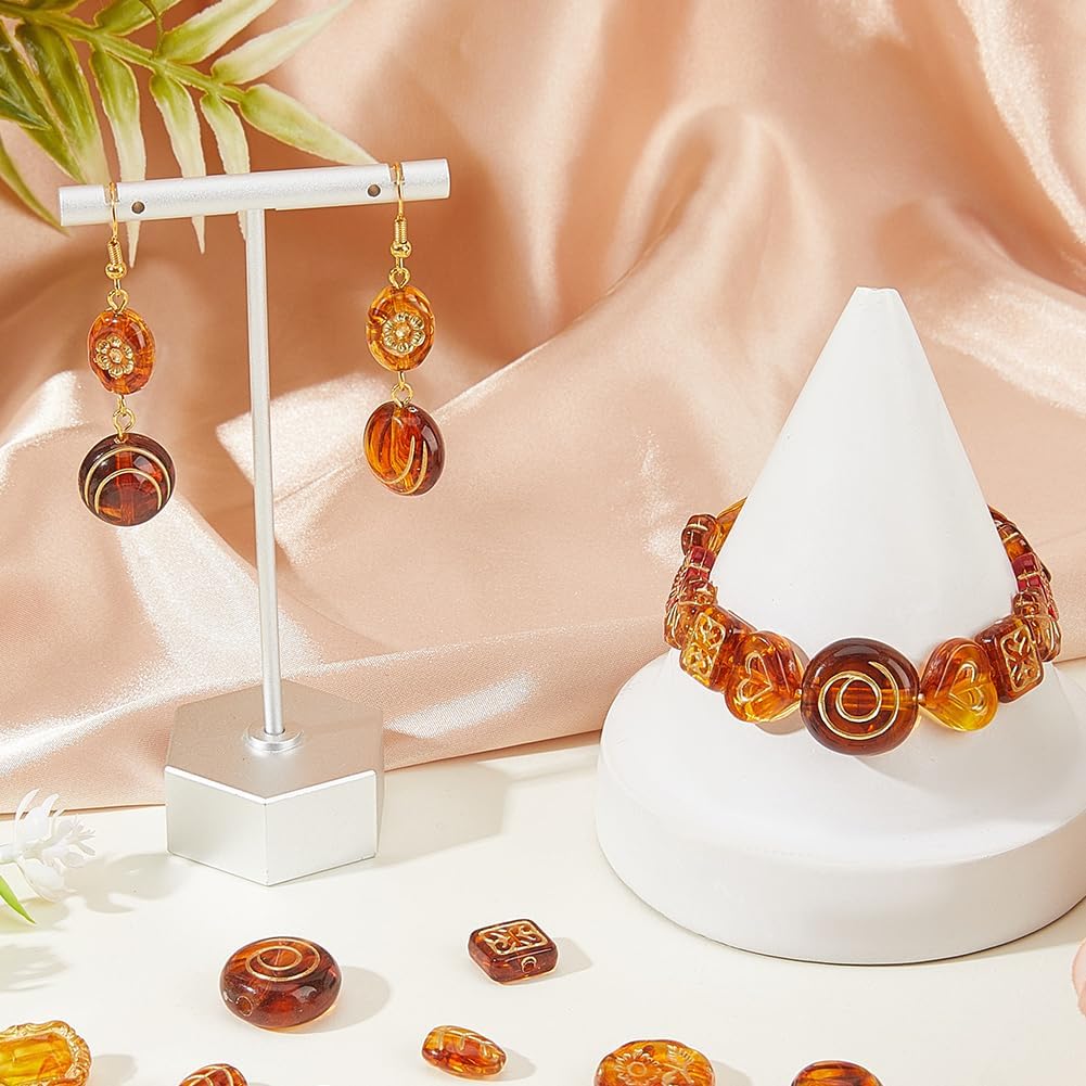 1 Box 10 Styles 100PCS Bohemian Acrylic Beads with Hole Czech Imitation Amber Golden Metal Enlaced Resin Assorted Loose Spacer Bead for Jewelry Making Bracelets Necklace DIY Crafts Supply - Image 7