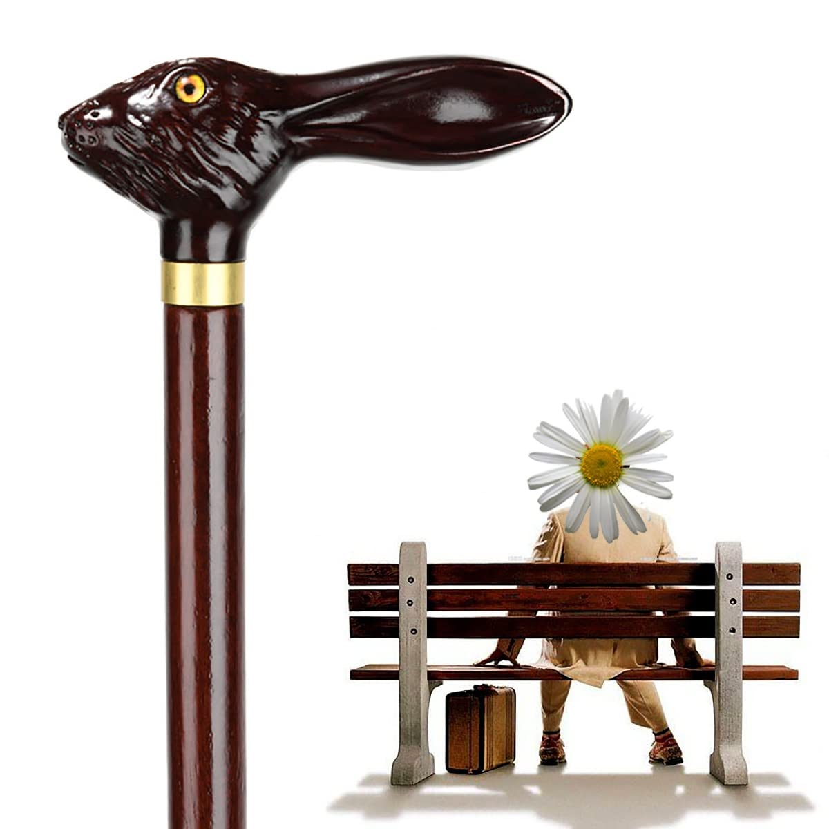 Bastón de Madera Maciza, Bastones para Personas Mayores, Bastones de Madera con Punta de Goma, bastón ergonómico con Mango de Madera, soporta hasta 250 Libras
