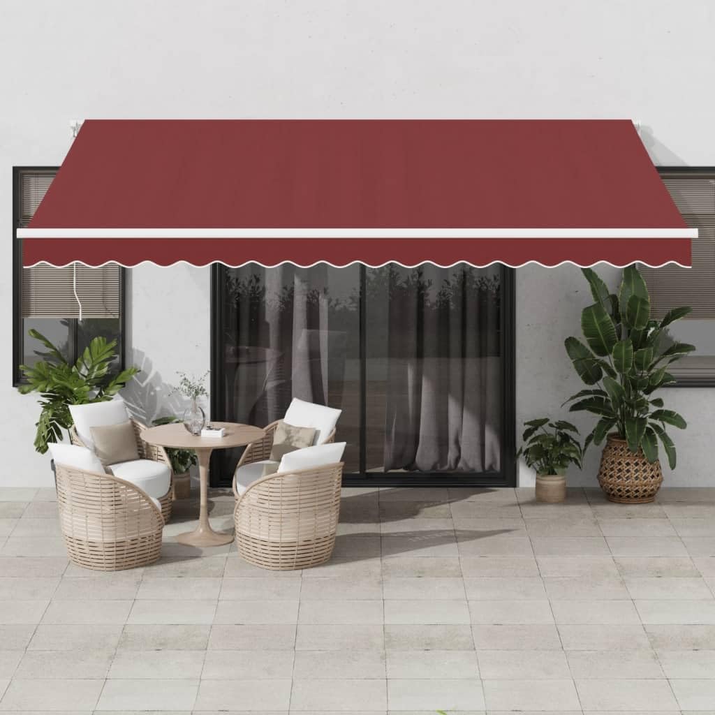 Tenda da Sole Automatica LED, Poliestere, Terrazza, Bordeaux, 450x350 cm