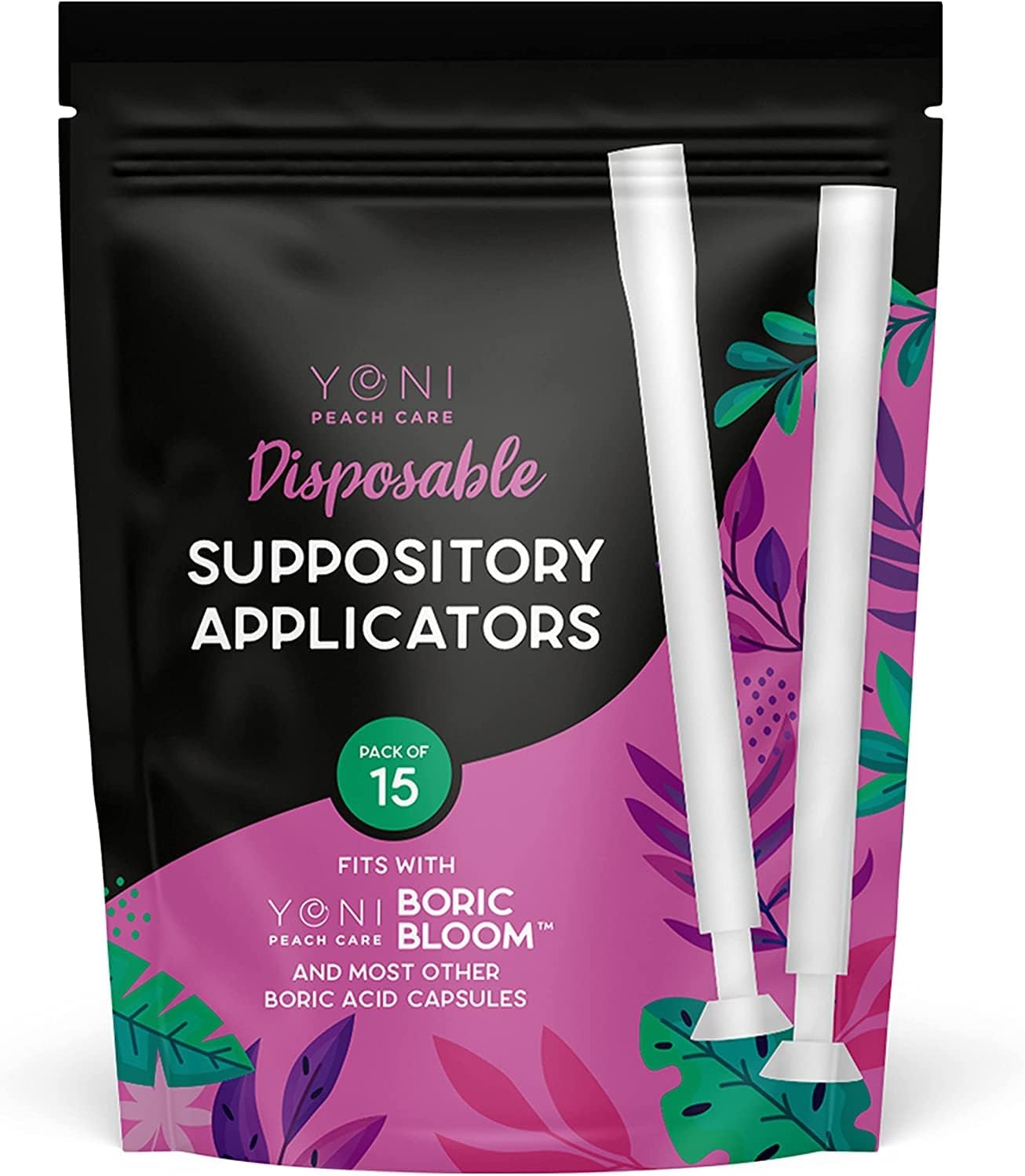 Vaginal Suppository Applicator (15 pack) - Disposable Suppositories Applicator for Women - Fits All Standard Size Capsules, Pills & Tablets - Soft Tip For Comfort & Easy Insert - Individually Wrapped