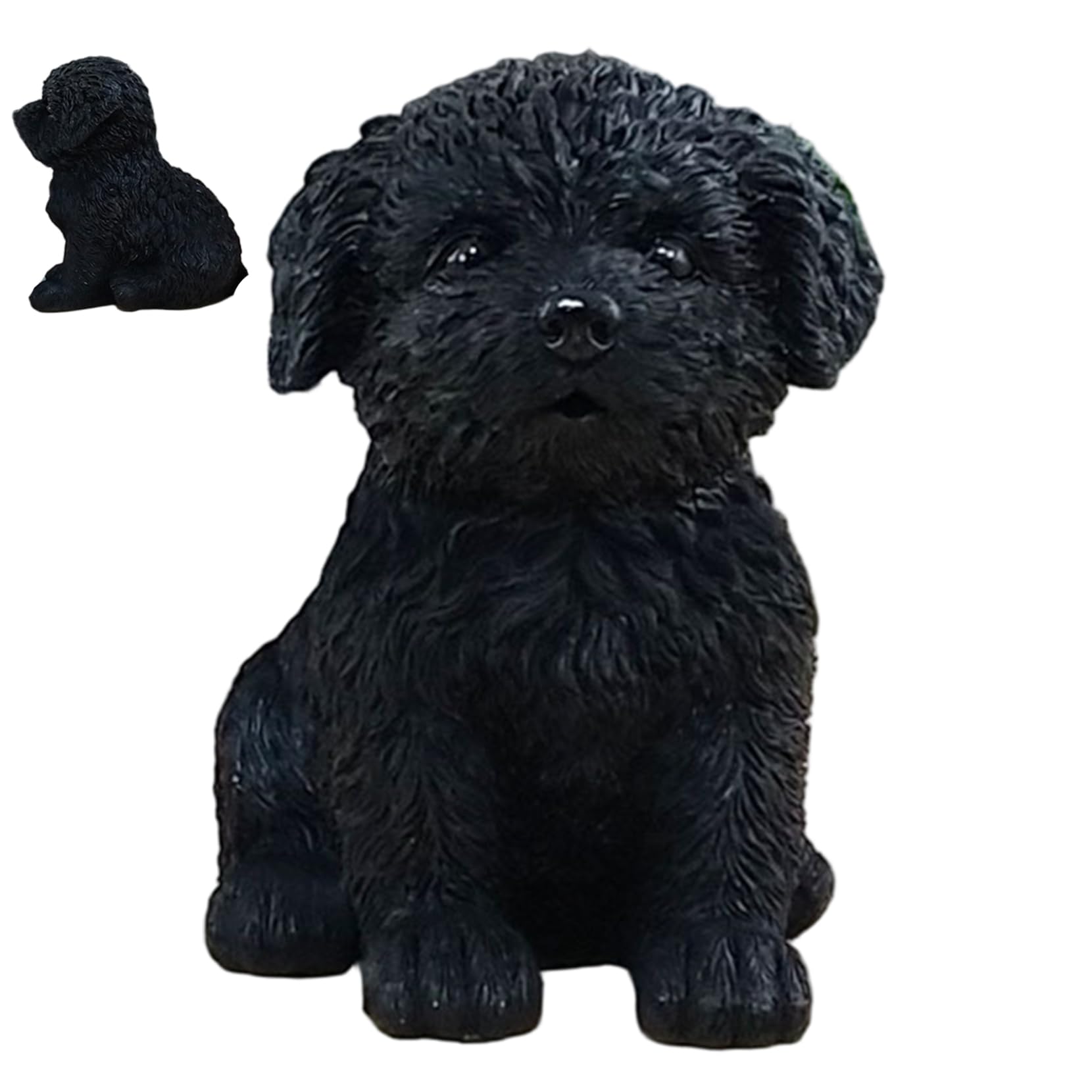 Figurine de chien réaliste en résine blanche et noire pour décoration intérieure extérieure