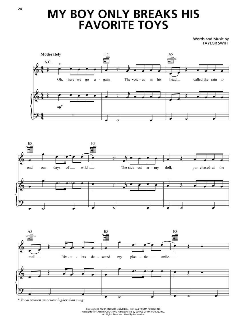 Taylor Swift: The Tortured Poets Department - The Anthology Songbook | Piano//Vocal/Guitar Sheet Music Book with 31 Songs from the Double Album | For Beginners Students Teachers and Advanced Musicians