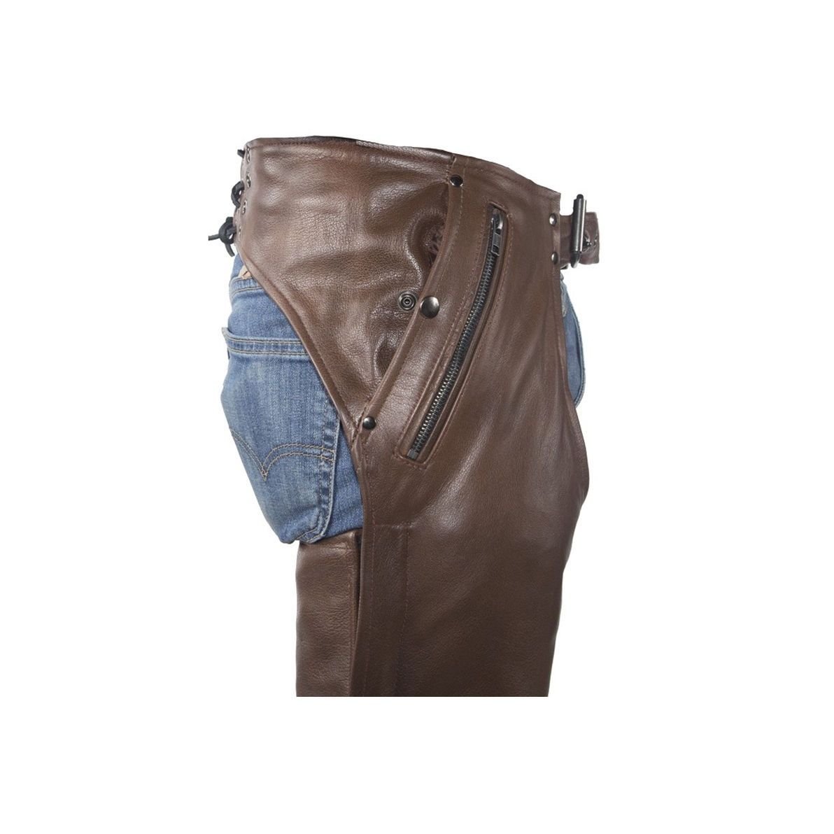 Amazon | ブラウンレザーチャップスwith Removable Liner