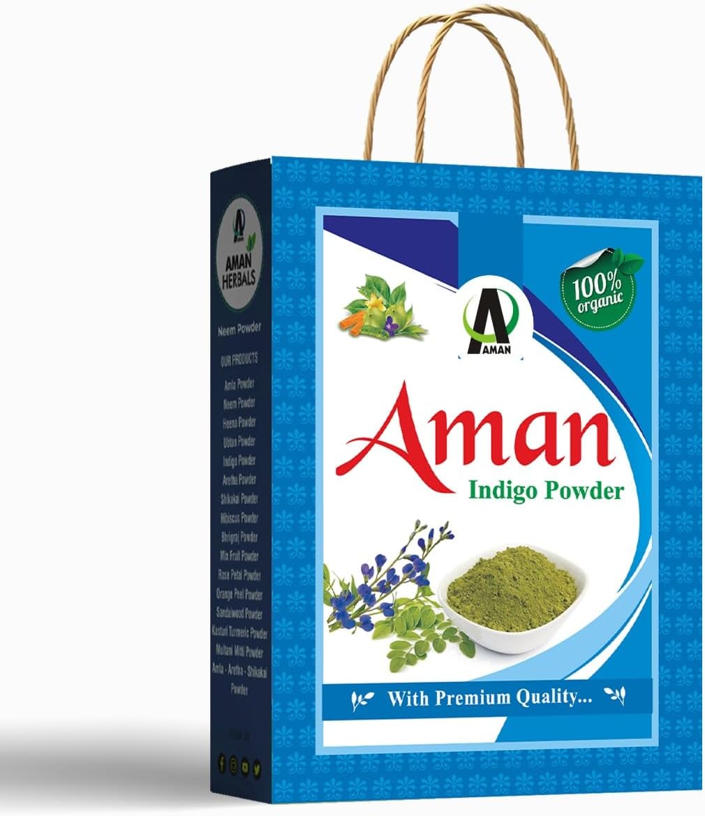 AMAN HERBALS Henna Powder for Natural Black Hair Color | Hair Coloring & Conditioning Powder | For Grey Coverage & Shine (Indigo 1000gm, Indigo 1000gm)