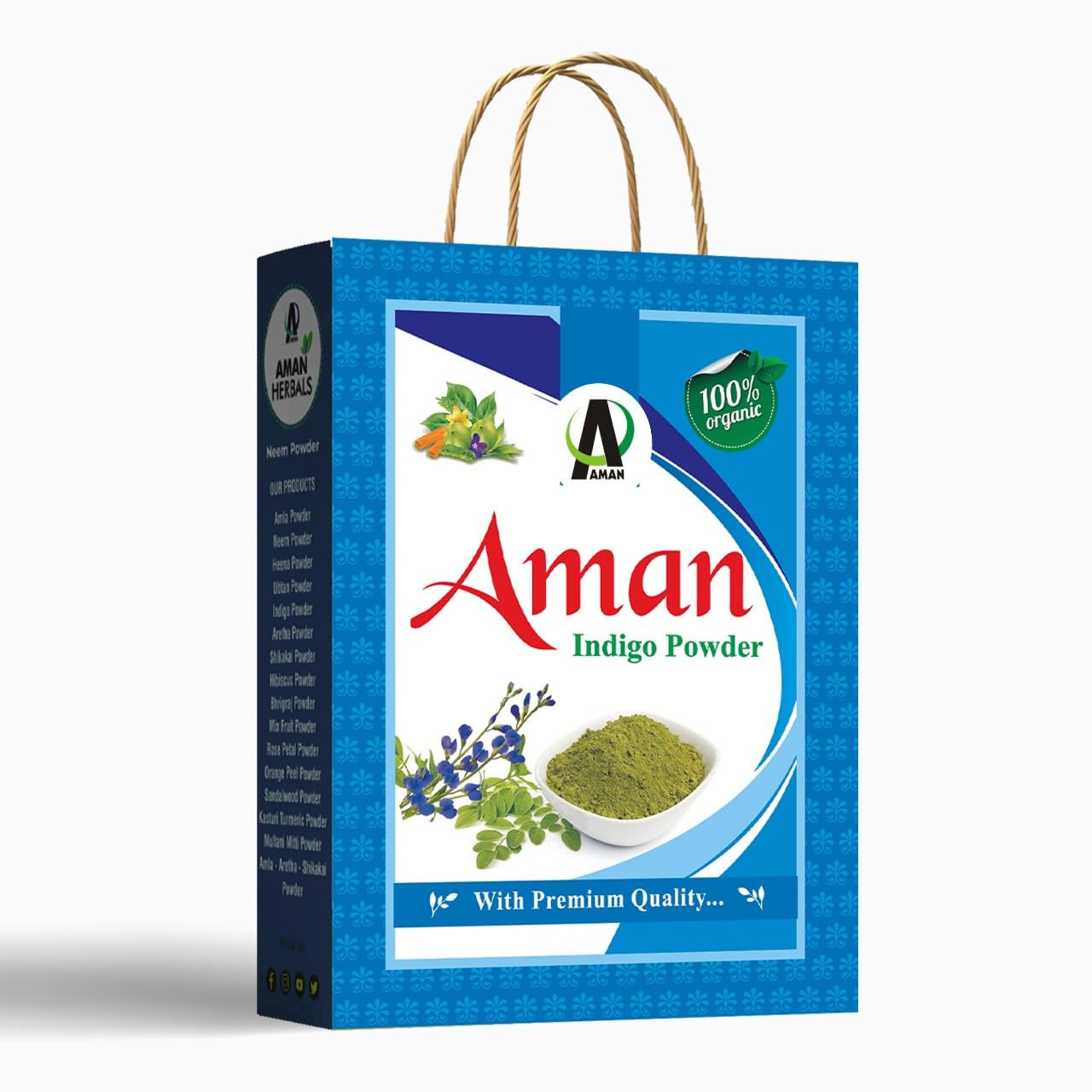 AMAN HERBALS Henna Powder for Natural Black Hair Color | Hair Coloring & Conditioning Powder | For Grey Coverage & Shine (Indigo 1000gm, Indigo 1000gm)