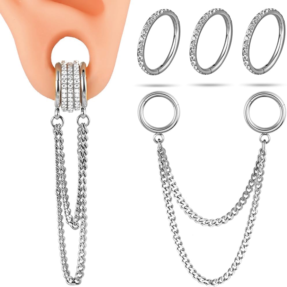 Casvort 14G Seamless Septum Piercing Rings Segment Tragus Hoop Rings 316 Surgical Stainless Steel Helix Ring Stacks for Stretched Ear Lobe Clickers Ear Hangers Body Jewelry