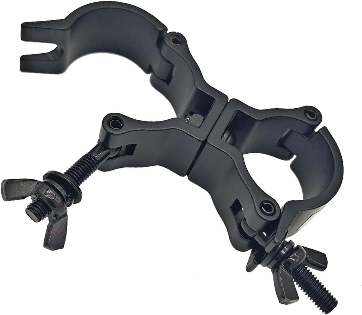1-1/2" Truss Dual Swivel Coupler Clamp Stage DJ Lighting Clamps 1.49-1.57 inches Heavy Duty Aluminum Alloy 220lbs for 38-41mm OD Pipe 2 Pcs (Black)